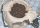 茶漉しで入れる珈琲 蒸らし中 茶漉しで入れる珈琲 蒸らし中